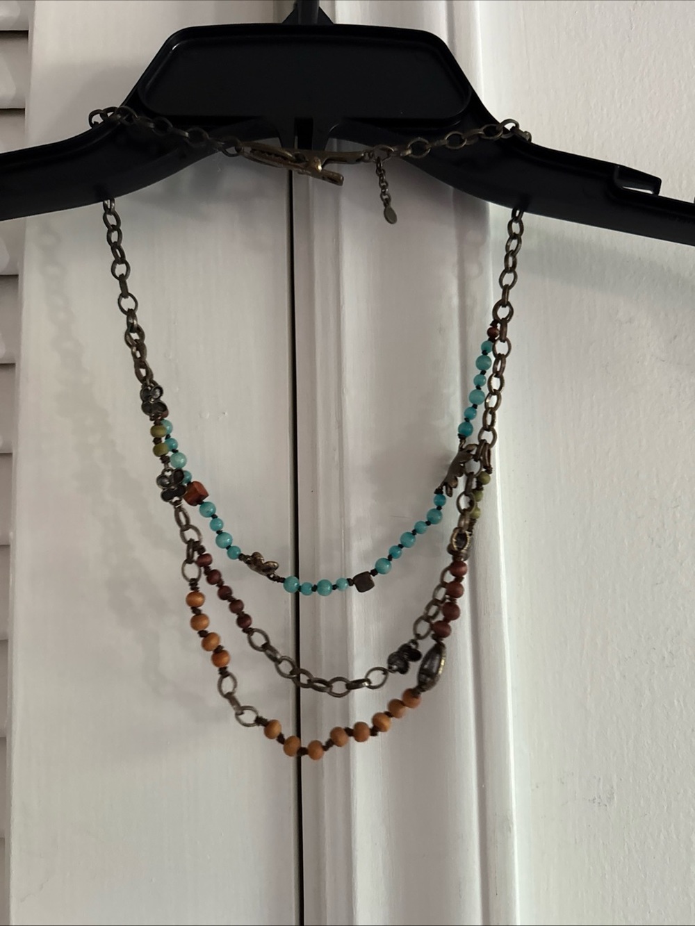 Lucky Brand Turquoise and Brown Layered Bead Necklace